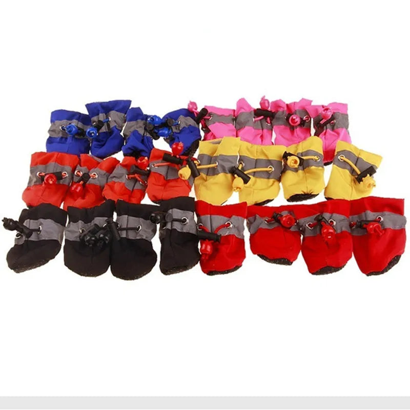 4pcs/set Waterproof Pet Dog Shoes Anti-Slip