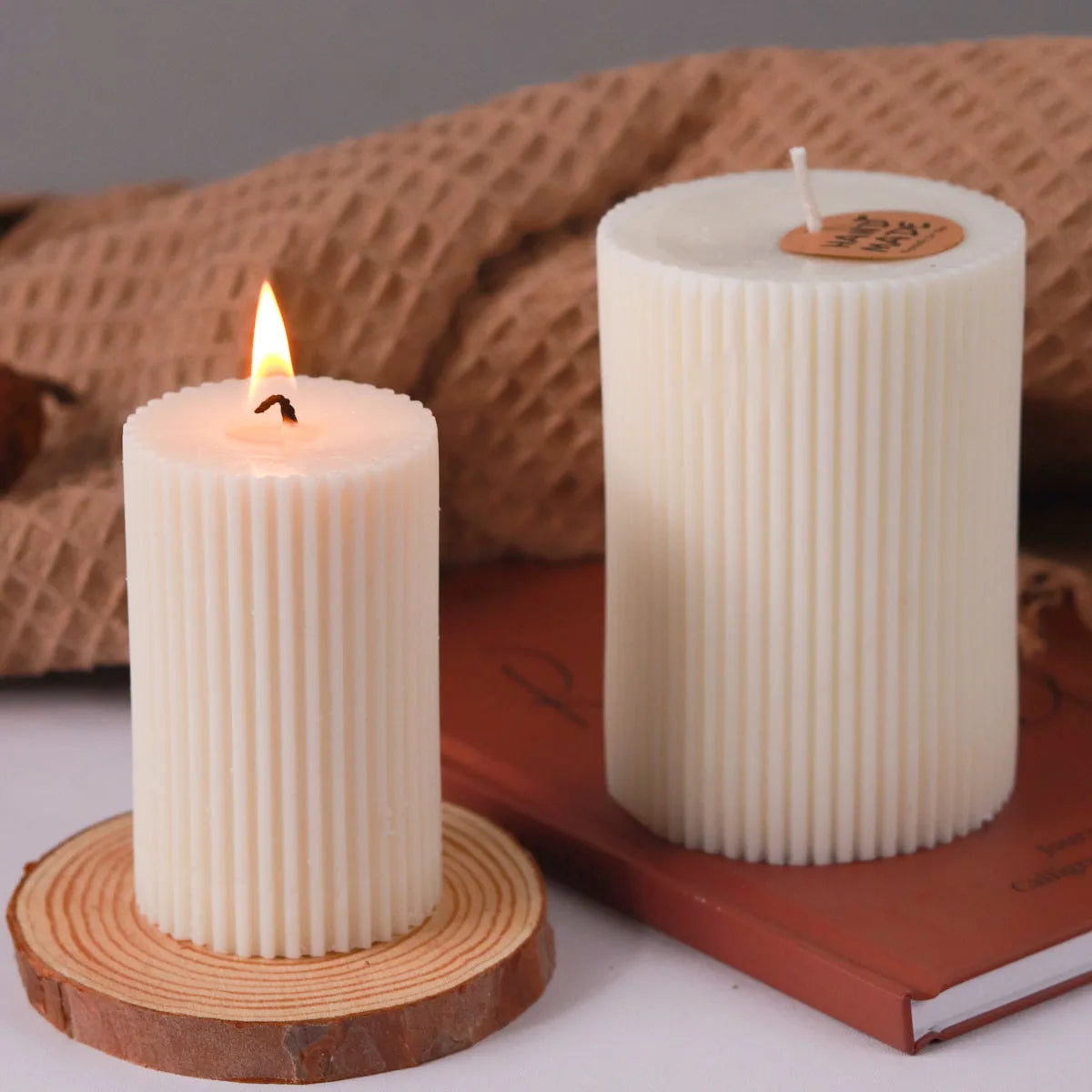 Striped Cylindrical Silicone Candle