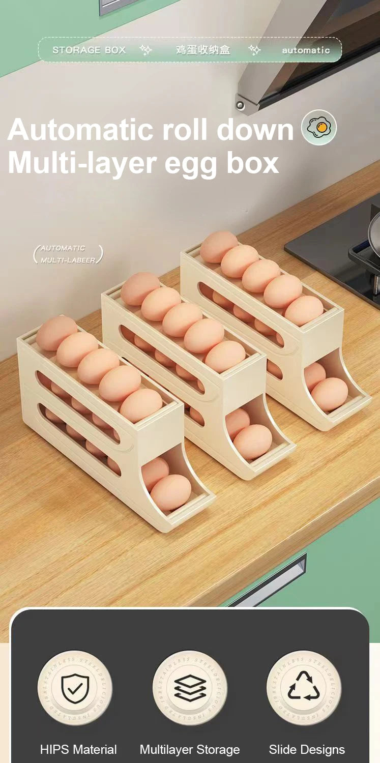 Automatic Scrolling Egg Rack Holder Storage