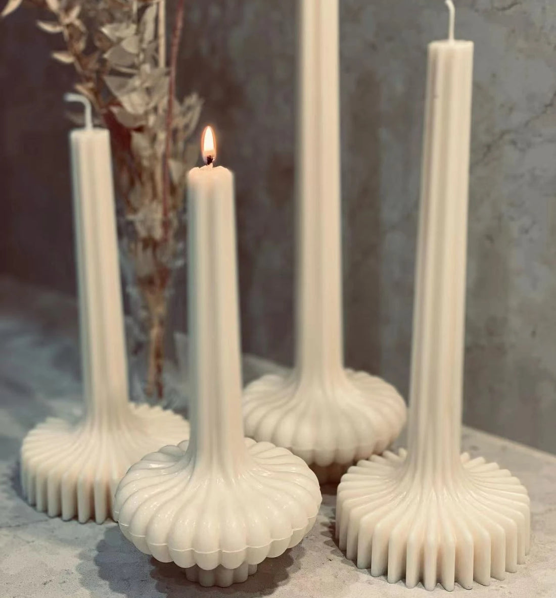 DIY Aesthetic Ribbed Pillar Candle