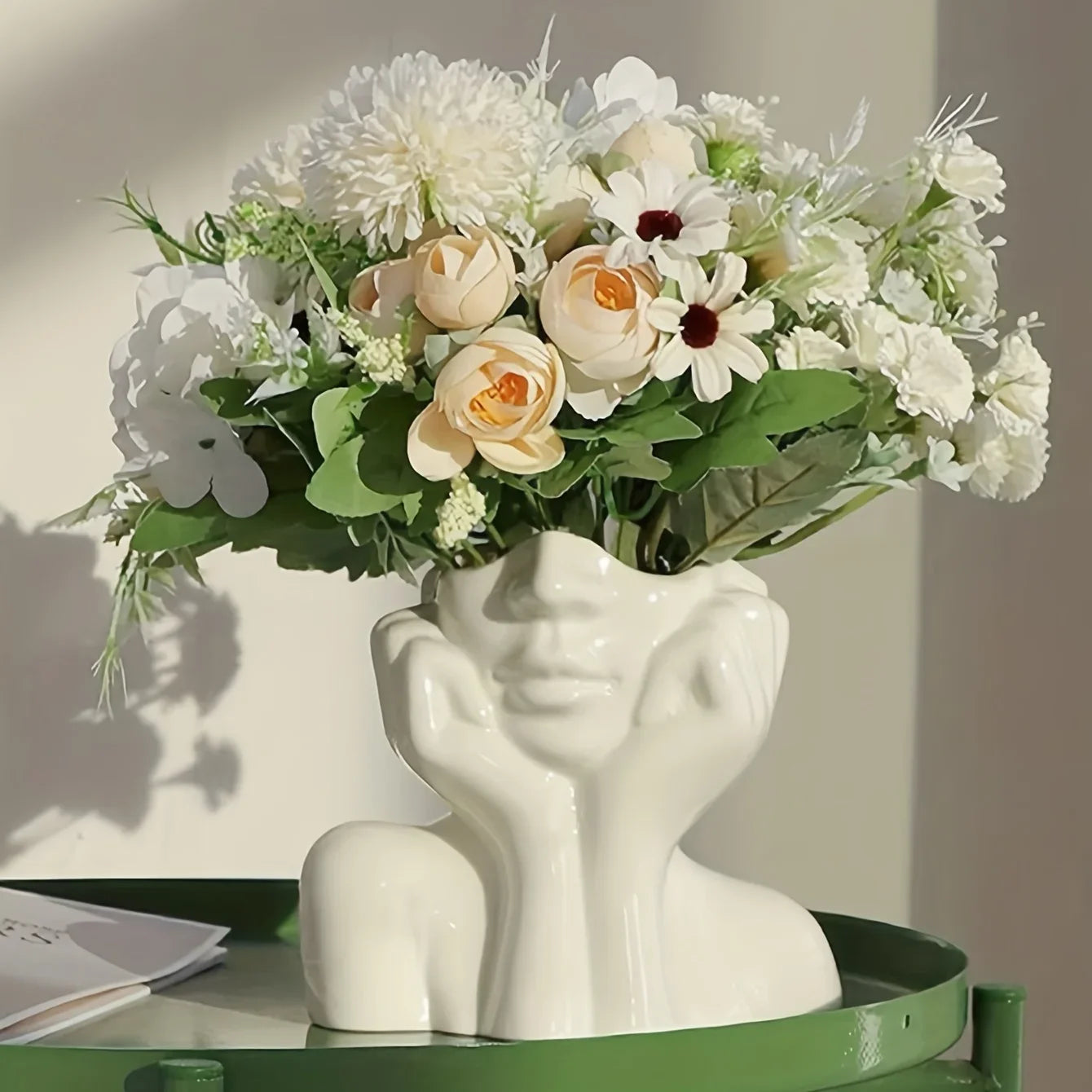 Modern female head vase for Indoor/Outdoor