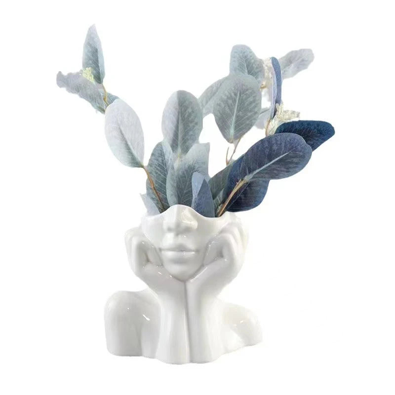 Modern female head vase for Indoor/Outdoor