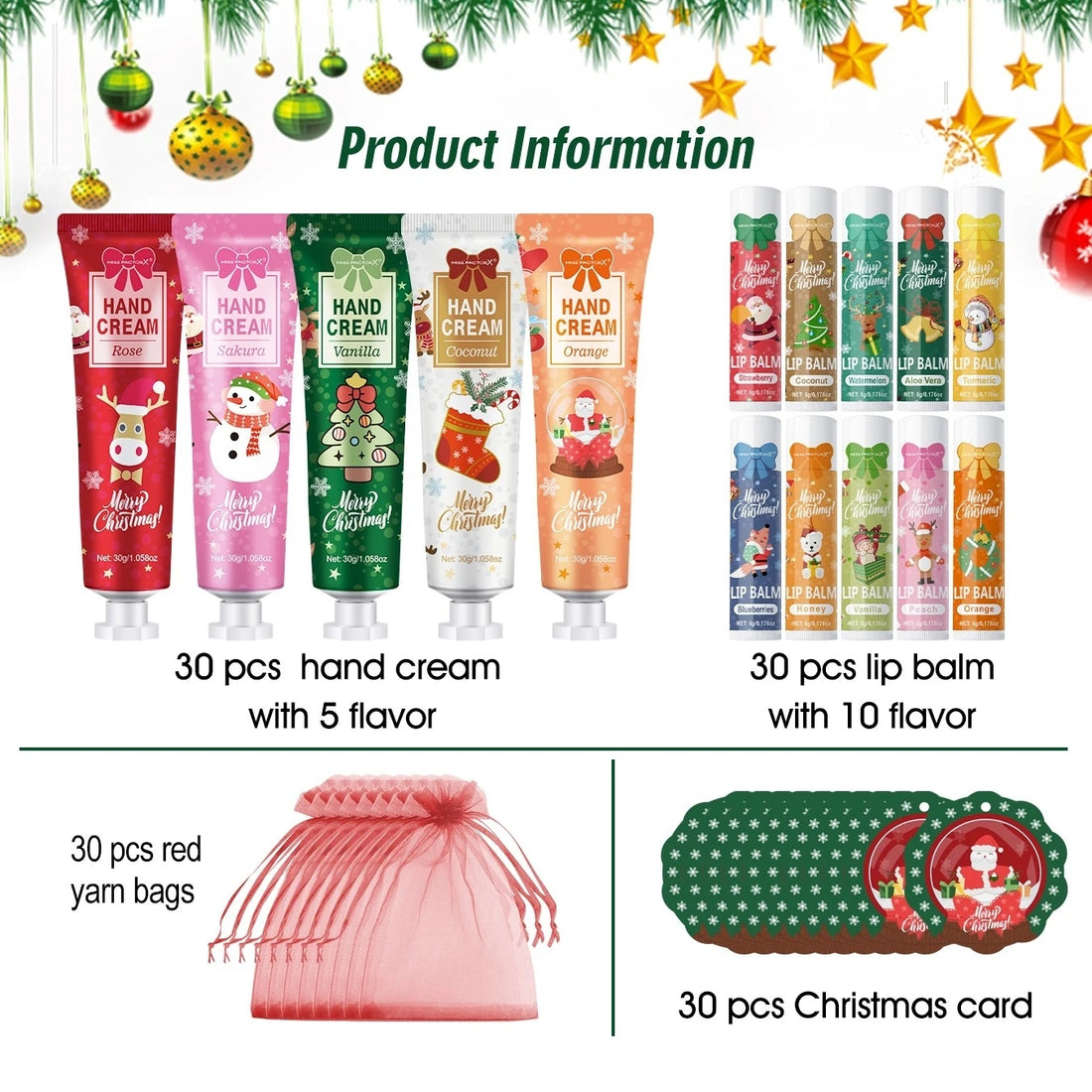 Christmas gift set distribution 120PCS/lip balm hand cream gift bags