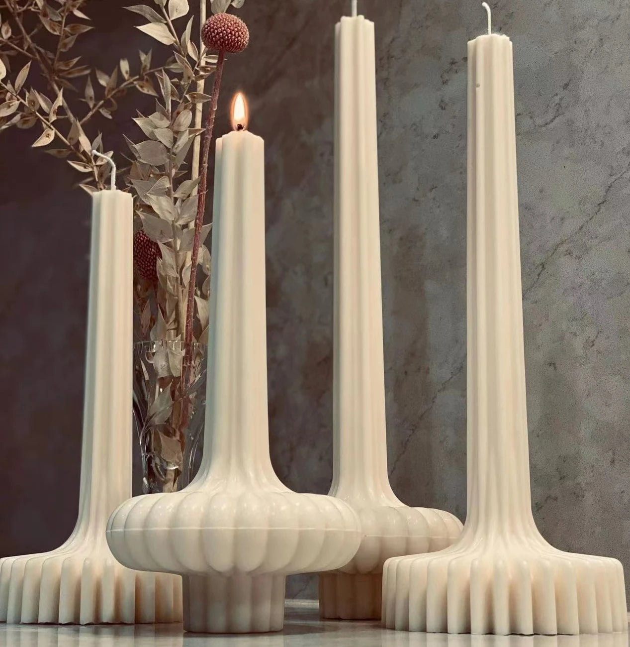 DIY Aesthetic Ribbed Pillar Candle