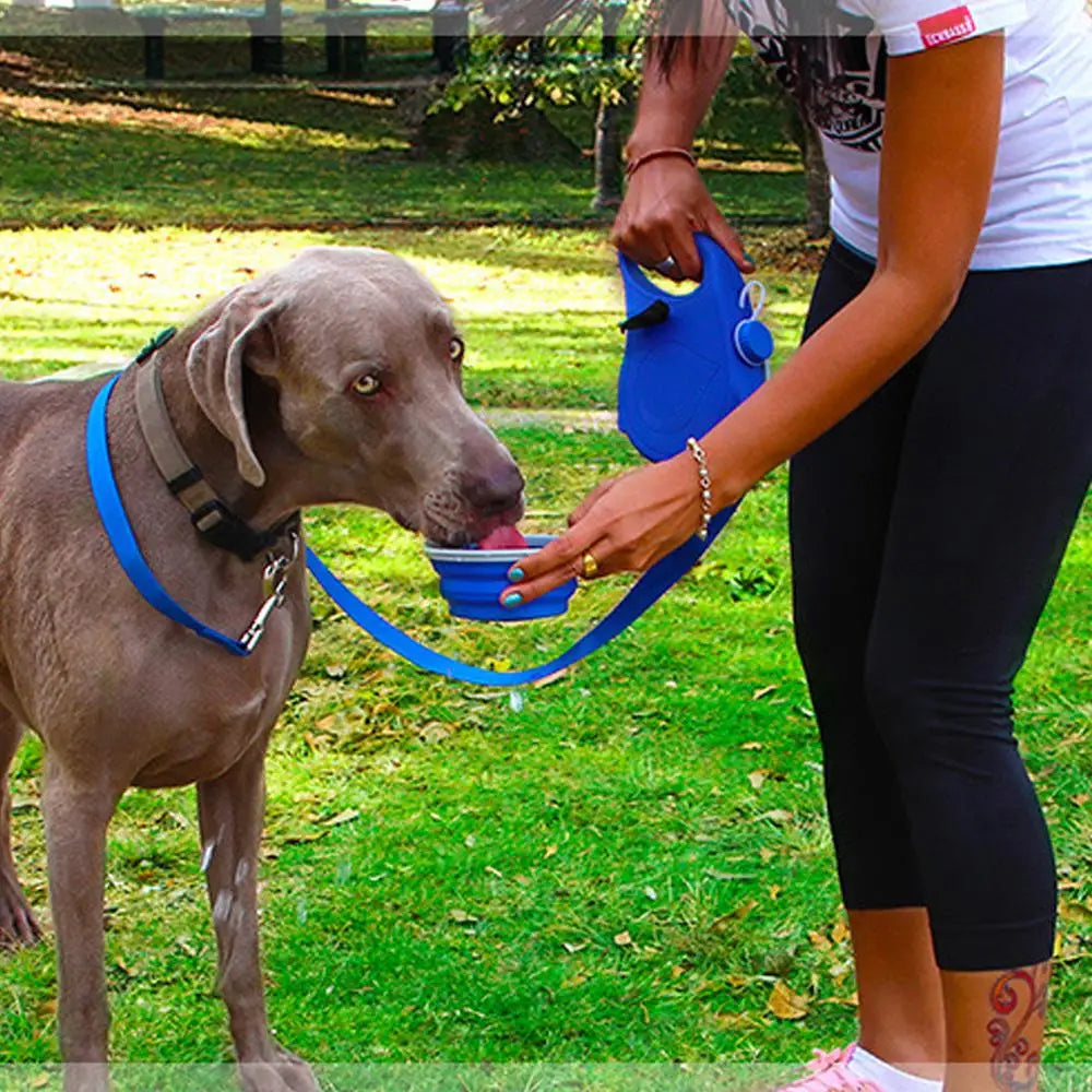 Multifunction Pet Dog Leash with Builtin Water Bottle Trash Bag